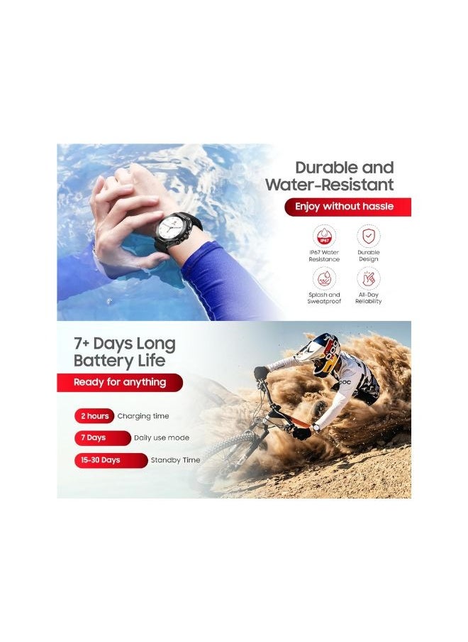 SWISS MILITARY - Swiss Military DOM6 Smartwatch 1.43" AMOLED, Bluetooth Calling, Multi Language, Health & Sports Tracking, Wireless Charging, 7 Days Battery, IP67, iOS/Android Compatible, Black Frame with Black Strap - Image 1