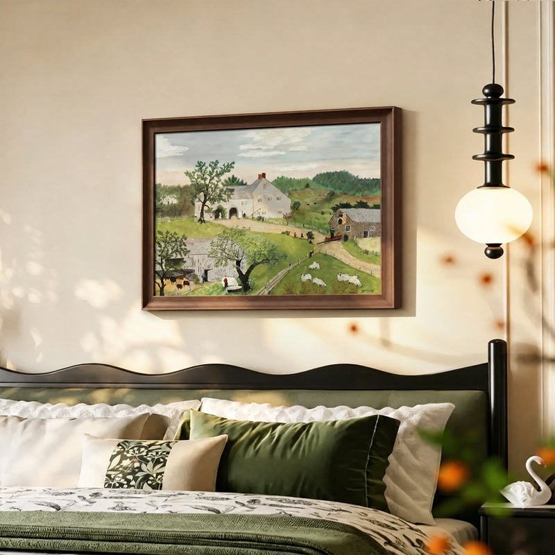 French Countryside Vintage Oil Painting for Living Room Decoration - Image 3