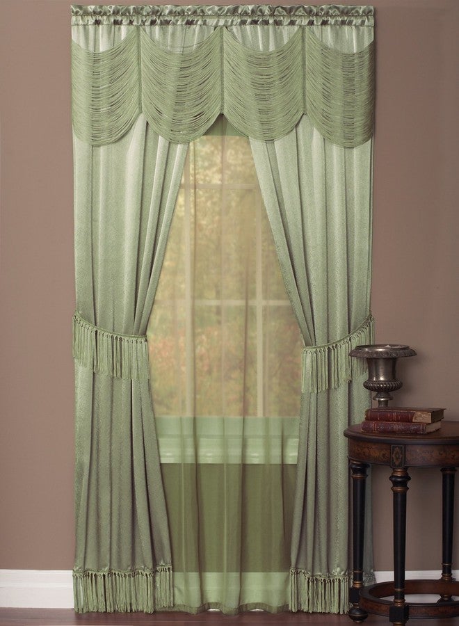Achim Home Furnishings Halley Window in a Bag, 56-Inch by 84-Inch, 6 Piece Curtain Set, Sage - Image 1