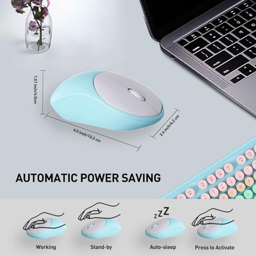 FD 2.4GHz Wireless Keyboard and Mouse Set with Switch Button - Full-Size Keyboard - Compatible for Windows/Laptop/PC/Notebook/Smart TV and More - Light Pink Colorful - Image 5