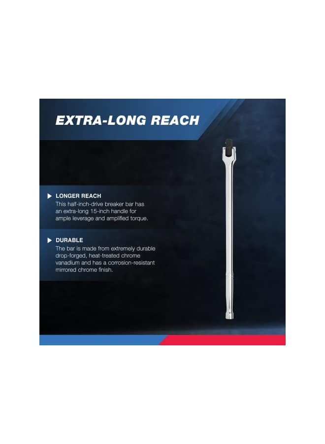 نيكو 00206A 1/2 بوصة شريط الكسارة 1/2 بوصة محرك 24 بوصة شريط الكسارة فليكس رئيس كروم مولي Cr Mo صامولة العروة مفتاح الإطارات بار الغشاش بار - Image 2