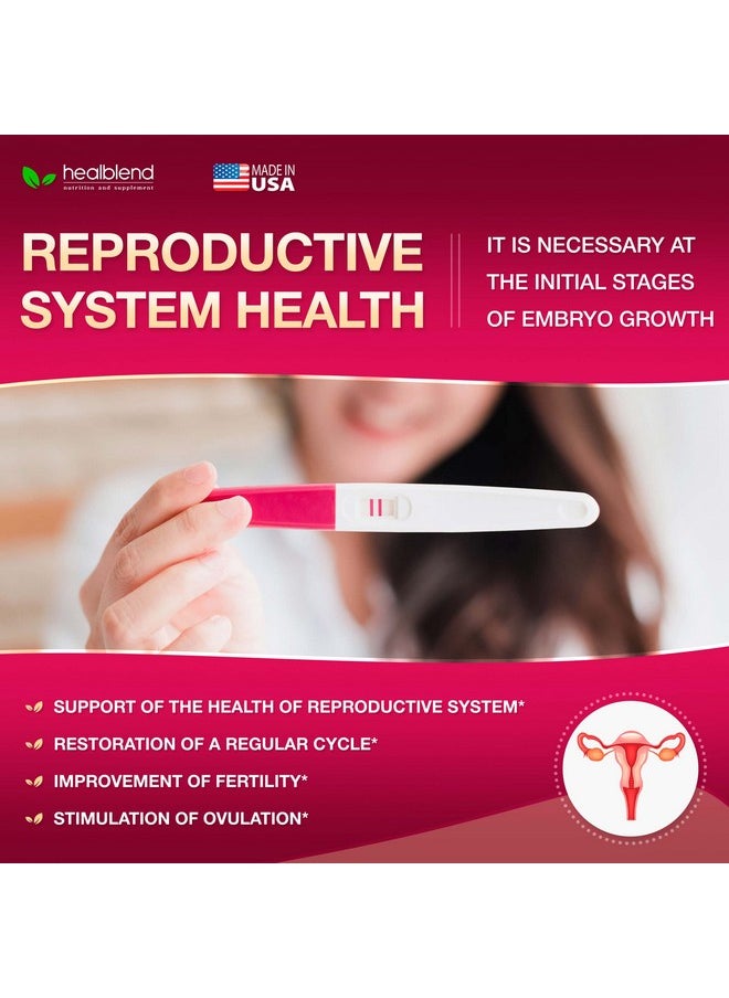 healblend Myo & Dchiro Inositol Plus Supplement Blend Hormonal Balance Healthy Ovulation & Overall Wellness Support For Women Fertility And Pregnancy Health 60 Capsules  - Image 3