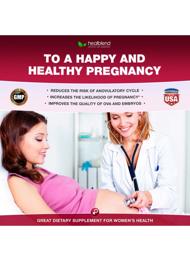 healblend Myo & Dchiro Inositol Plus Supplement Blend Hormonal Balance Healthy Ovulation & Overall Wellness Support For Women Fertility And Pregnancy Health 60 Capsules  - Image 4