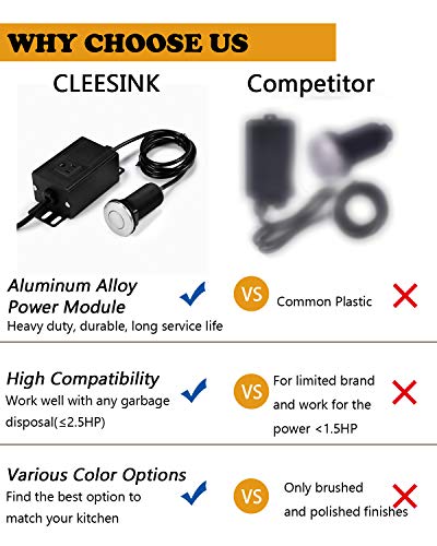 CLEESINK Sink Top Air Switch Kit Garbage Disposal Part by CLEESINK (LONG/3.5", Brushed Nickel Stainless Steel) - Image 2