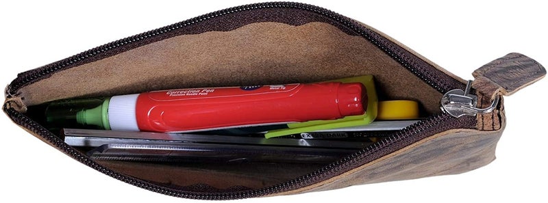 KomalC Leather Pencil pouch pen case zippered pencil case Sleeve Elegant and practical for artists. Perfect for office by KomalC - Image 2