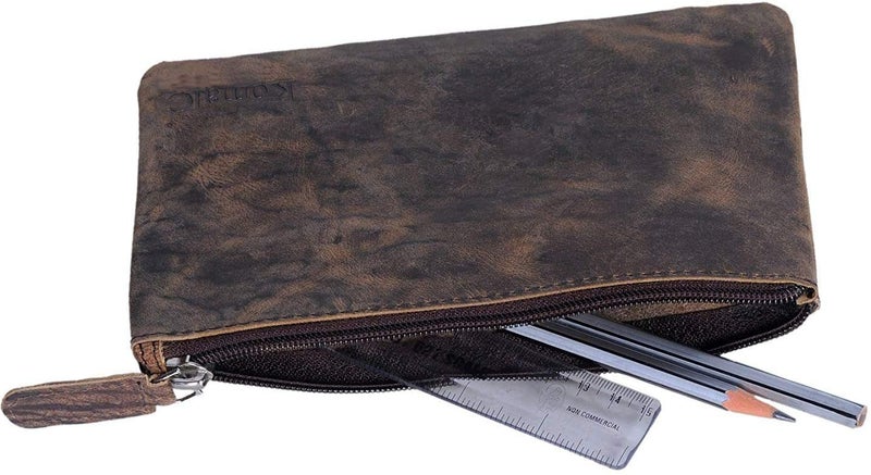 KomalC Leather Pencil pouch pen case zippered pencil case Sleeve Elegant and practical for artists. Perfect for office by KomalC - Image 4