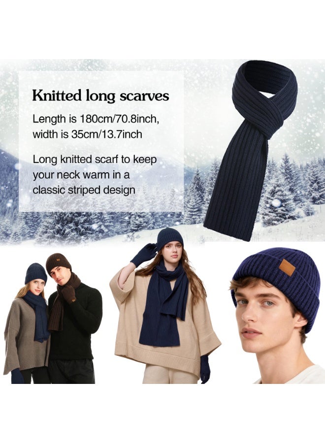 NajmStyle 3Pcs Winter Beanie Hat Scarf Gloves Set, Set for Men Womens Ski Cap Touch Screen Mittens Suit Couples Matching Hats for Men Women - Image 5