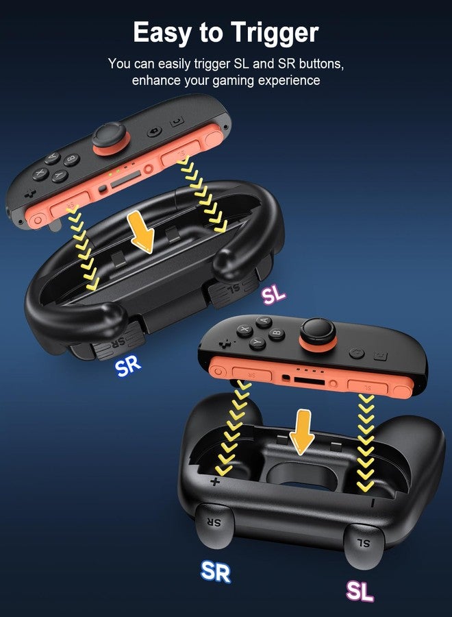 WAXITY 2 PCS Hand Grips for Joycon2 and 2 PCS Steering Wheel Hand Holders for Nintendo Switch2 Controller, Ergonomic Handheld Grips and Racing Wheels Handle Game Accessories Bundle Kit Set-Black - Image 3