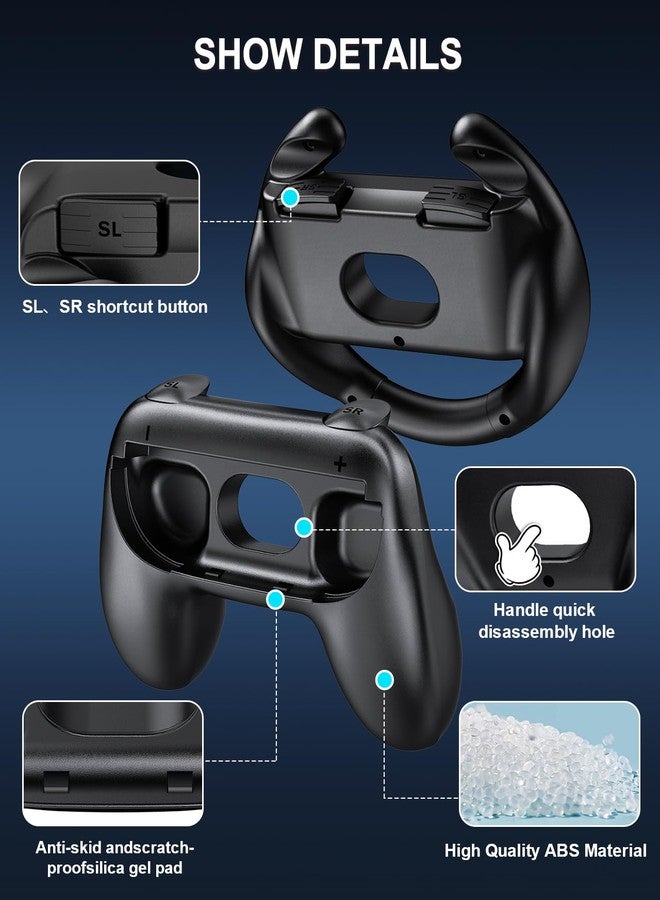 WAXITY 2 PCS Hand Grips for Joycon2 and 2 PCS Steering Wheel Hand Holders for Nintendo Switch2 Controller, Ergonomic Handheld Grips and Racing Wheels Handle Game Accessories Bundle Kit Set-Black - Image 4