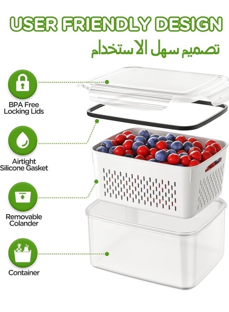 Malaksky 6 PCS Fruit storage Containers for Fridge with Removable Colander, Leakproof Food Storage Containers with lids, Dishwasher & Microwave Safe Produce Containers to Keep Fruits Fresh ﻿ - Image 3