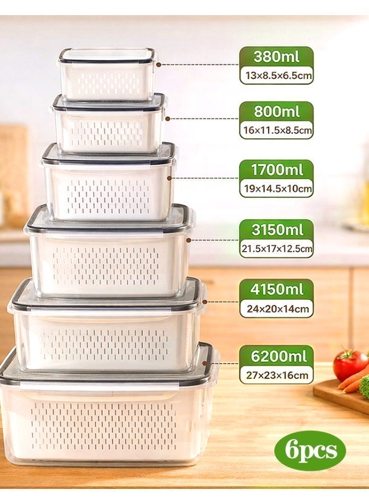 Malaksky 6 PCS Fruit storage Containers for Fridge with Removable Colander, Leakproof Food Storage Containers with lids, Dishwasher & Microwave Safe Produce Containers to Keep Fruits Fresh ﻿ - Image 2