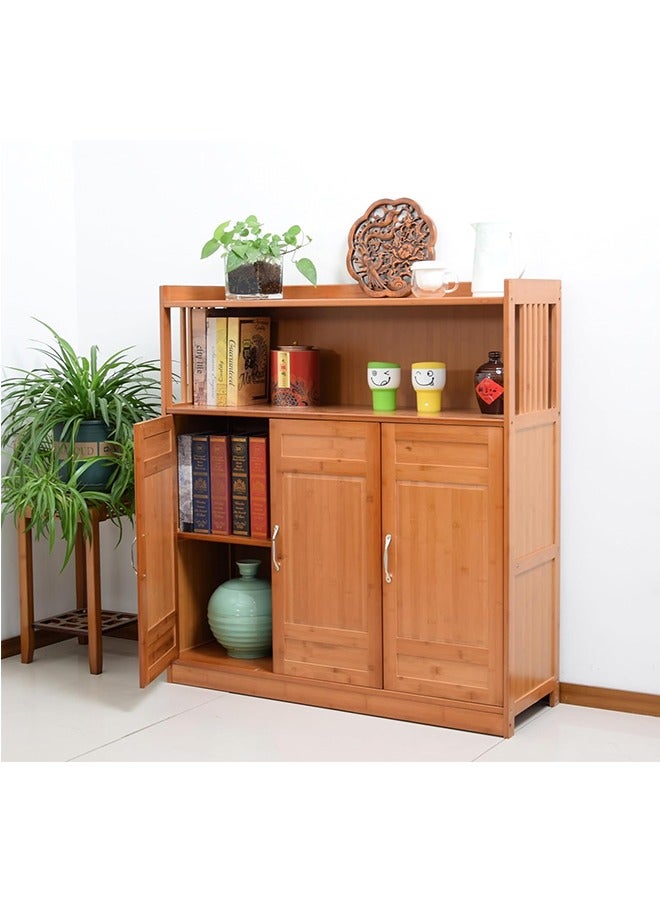 JCB CHIC Kitchen Pantry Cabinet, 3 Doors Sideboard Cabinet for Tableware, Kitchen Utensils, Books or Collectibles, Vintage Wooden Storage Cabinet for Living Room Dining Room and Kitchen - Image 1