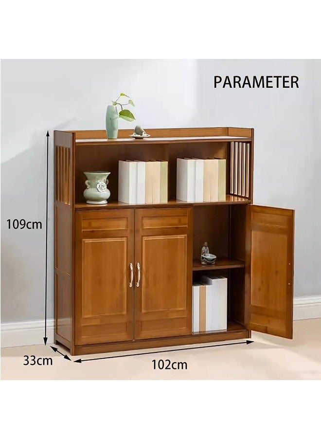 JCB CHIC Kitchen Pantry Cabinet, 3 Doors Sideboard Cabinet for Tableware, Kitchen Utensils, Books or Collectibles, Vintage Wooden Storage Cabinet for Living Room Dining Room and Kitchen - Image 3