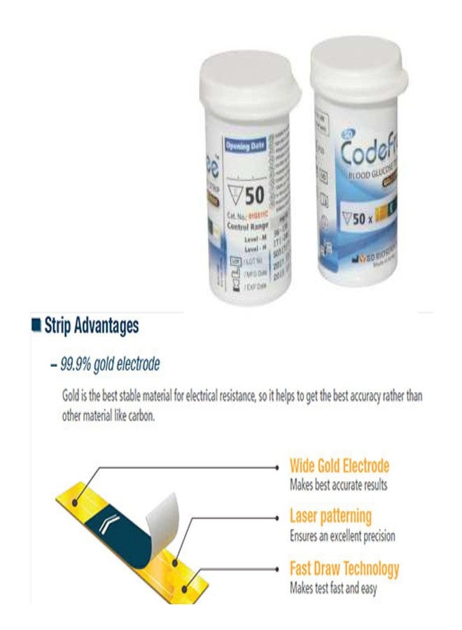 Codefree 100 x SD Codefree Blood Glucose Test Glucometer Strips - (Codefree 100 Test Strips) - Image 5