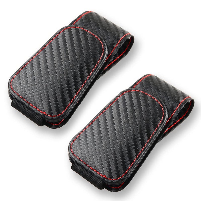 CMWWYFC 2Pcs Sunglass Holder for Car, Magnetic Leather Eyeglass Hanger Clip for Car Sun Visor, Sunglasses Holder and Ticket Card Clip for Car Visor Accessories (Carbon Fibre Black) - Image 1