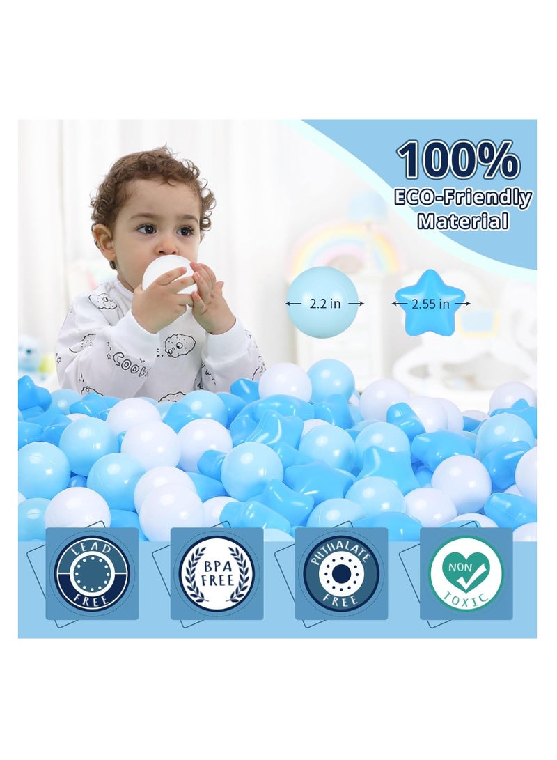 SYOSI 100pcs Star and Ball Shaped Pit Balls for Kids - BPA Free, Crush Proof Plastic Toy Balls in Macaron Colors - Perfect for Birthday Parties, Pools, Tents - Includes PVC/Mesh Storage Bag - Image 3