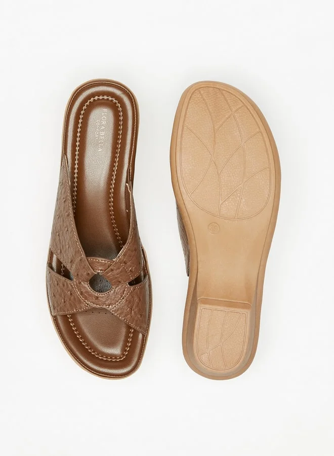 فلورا بيلا من شو إكسبرس Women's Textured Slip-On Sandals With Wedge Heels