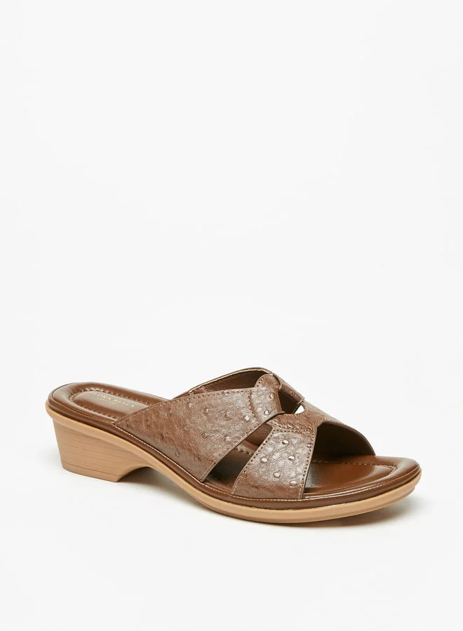 فلورا بيلا من شو إكسبرس Women's Textured Slip-On Sandals With Wedge Heels