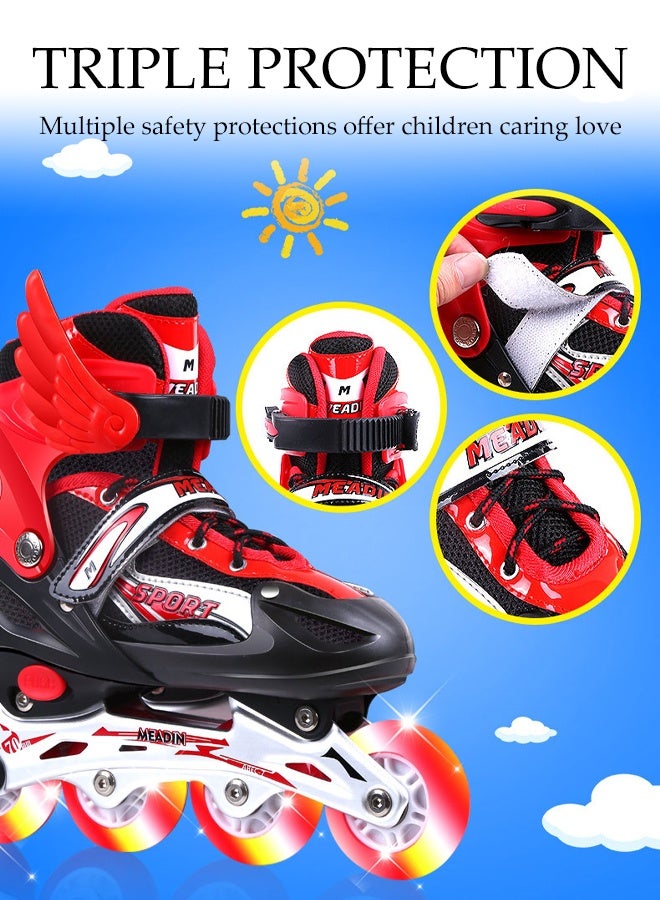 DUNISO Skating Shoes，Direct Skating Skates，Adjustable Inline Skates For Kids,Fun Flashing Beginner Inline Skates for Girls and Boys，Medium Size (Sizes 33-37)，Pink - Image 4