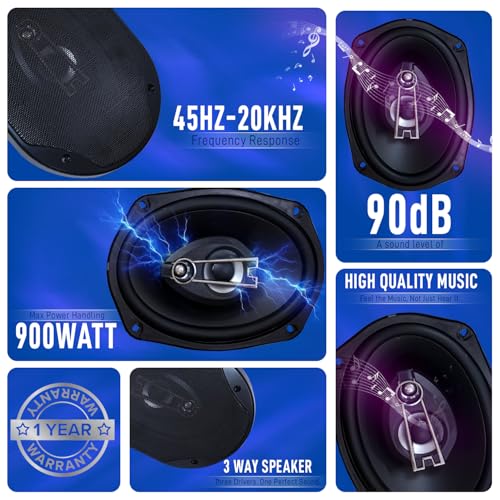 Wagzo-Component Speaker for Car 900Watts 2Way Coaxial Music System with Bass Woofer Sound 9-Inch Stereo System for Car 900W Max Output - Image 2