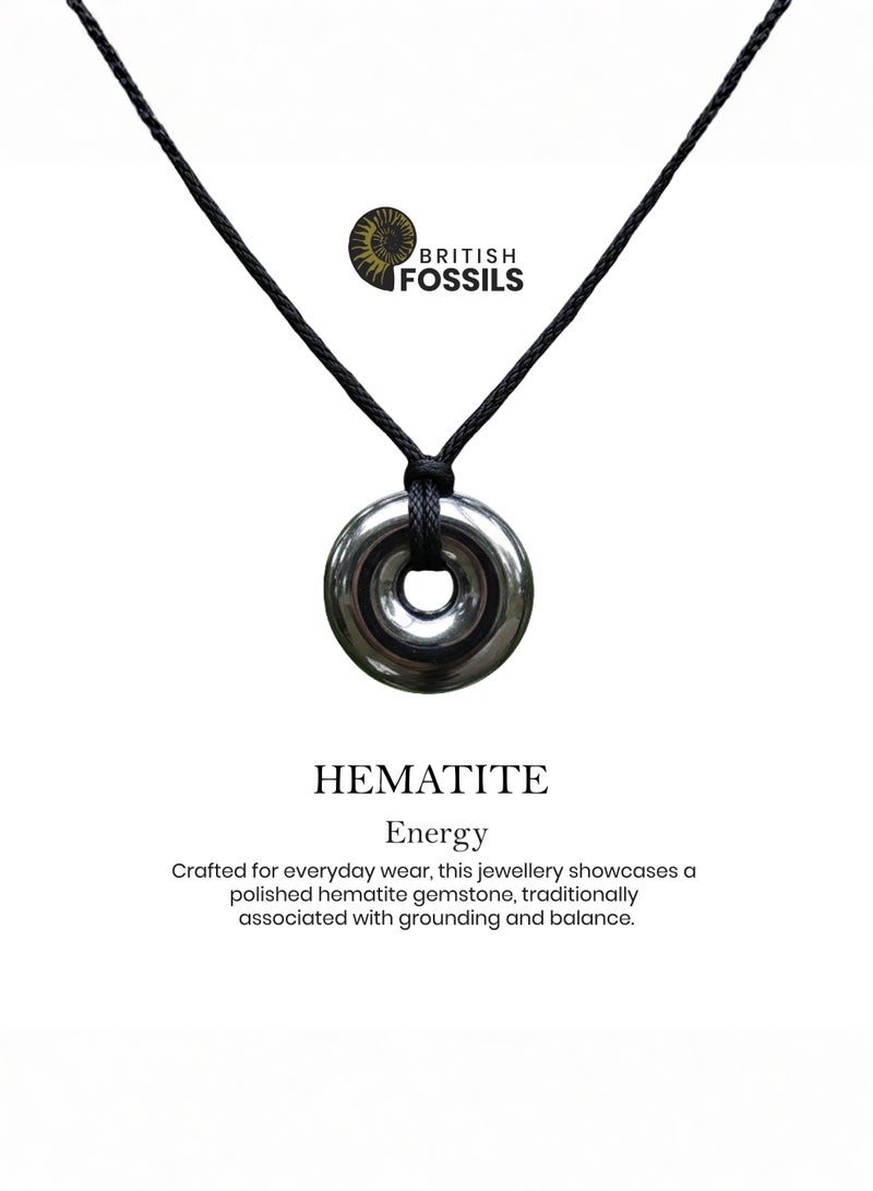 British Fossils Donut Pendant 6Mm Hematite Necklace - Image 4
