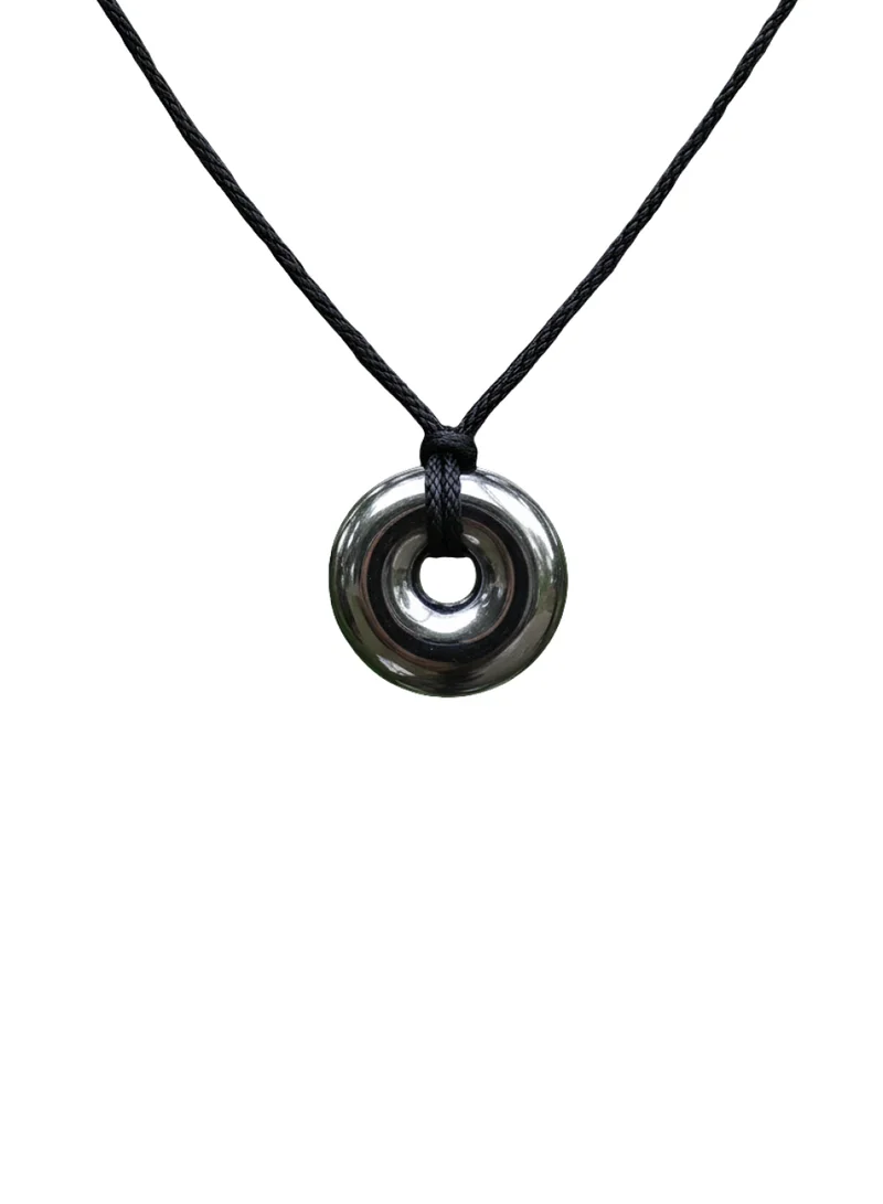 British Fossils Donut Pendant 6Mm Hematite Necklace