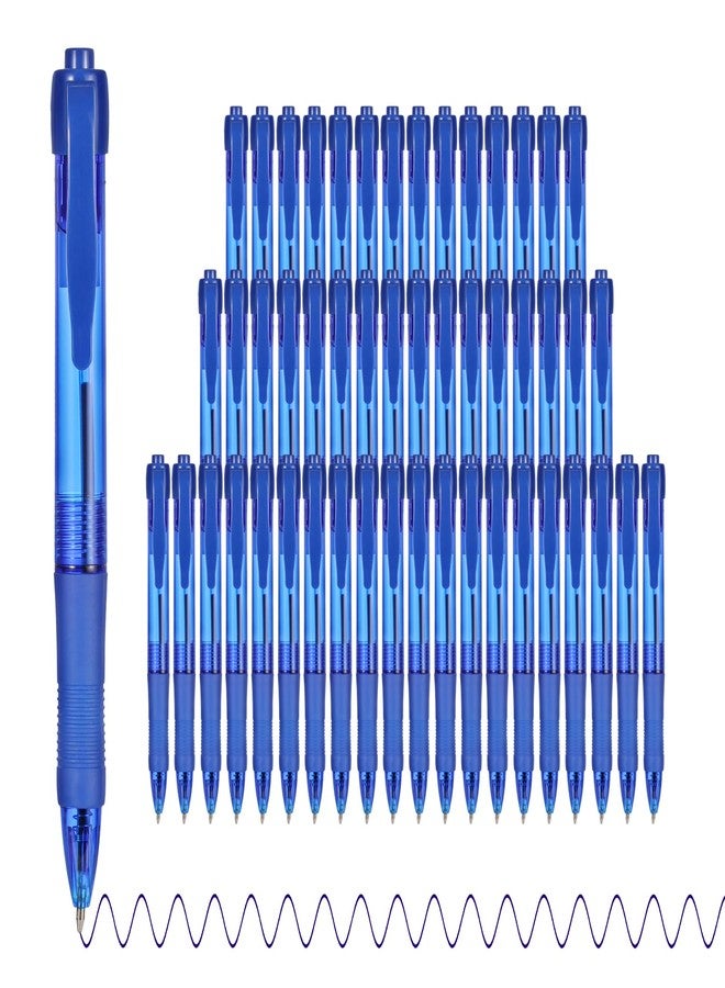 deegtran Pens Bulk, 50 Pack No Bleed Blue Ink Click Pens with Soft Grip, Wholesale Retractable Ballpoint Pens for Office School, Medium Point Smooth 1.0MM - Image 1