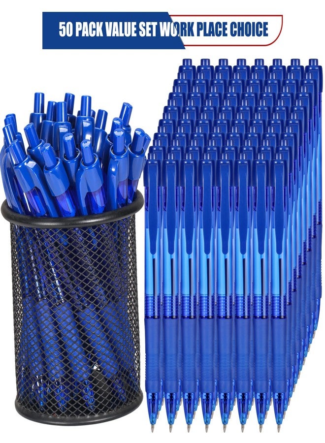 deegtran Pens Bulk, 50 Pack No Bleed Blue Ink Click Pens with Soft Grip, Wholesale Retractable Ballpoint Pens for Office School, Medium Point Smooth 1.0MM - Image 2