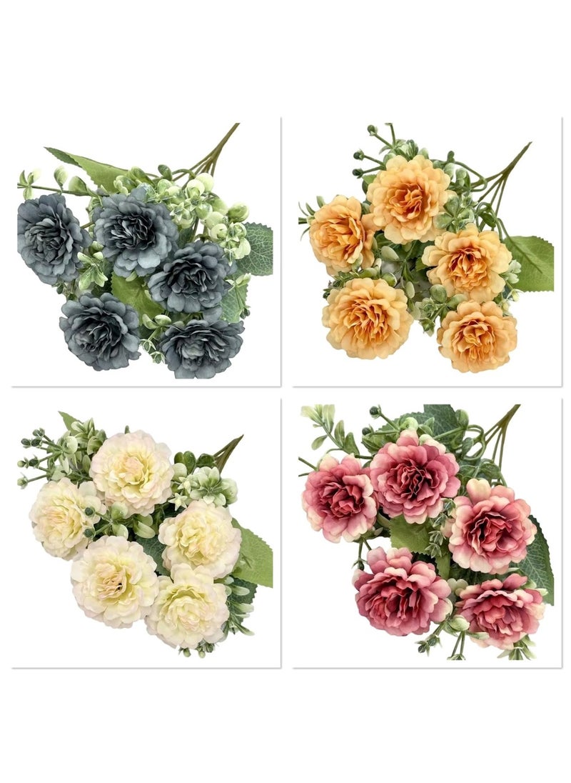 Huitich Pack Of 4 Artificial Flower Decor for Home, Parties, and Weddings Assorted  - Image 1