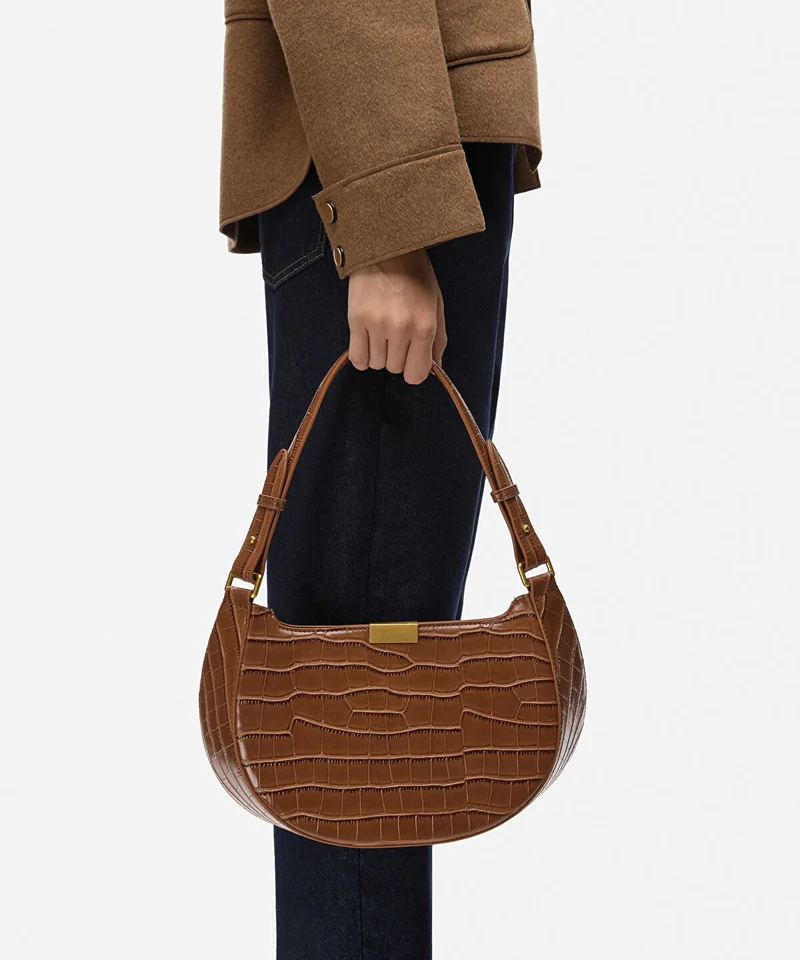 ابيكول Croc-Effect Double-Strap Bag