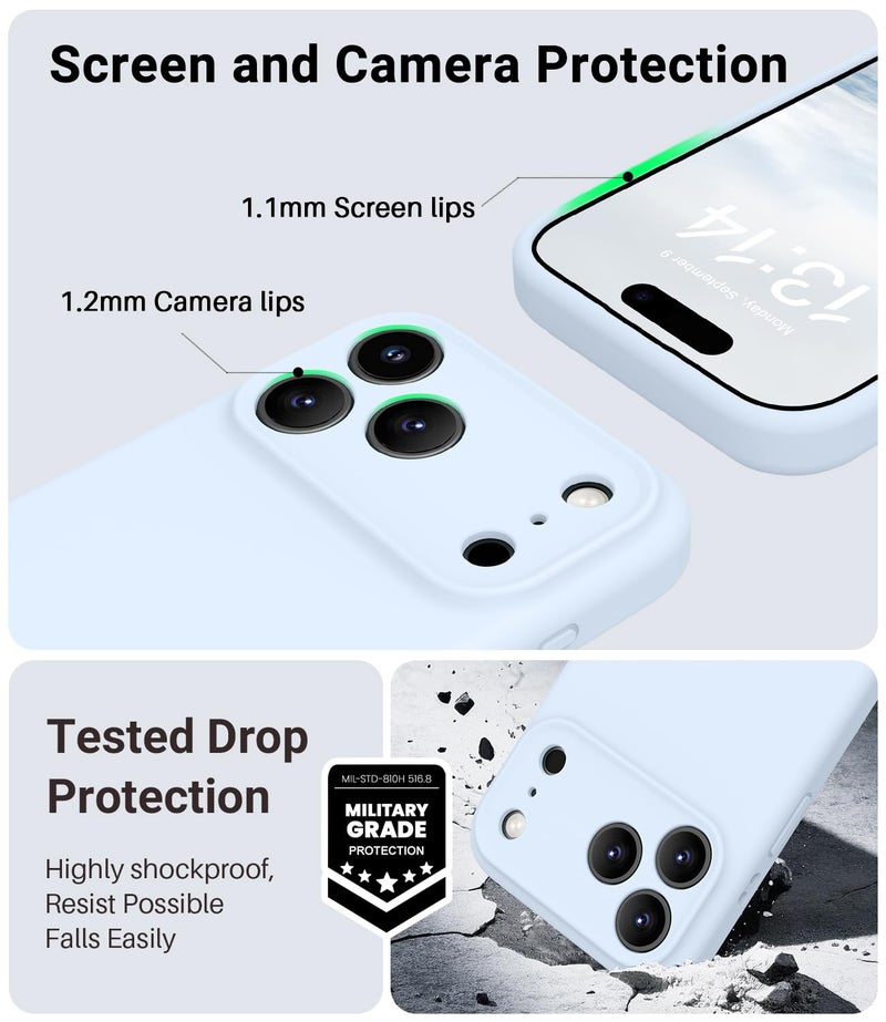 OTOFLY Magnetic for iPhone 17 Pro Max Case,Compatible with Magsafe,Classic Liquid Silicone Mobile Phone Case,Integrated Camera Control Button,Anti-Scratch Microfiber Lining, Light Blue - Image 5