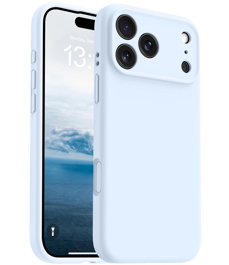 OTOFLY Magnetic for iPhone 17 Pro Max Case,Compatible with Magsafe,Classic Liquid Silicone Mobile Phone Case,Integrated Camera Control Button,Anti-Scratch Microfiber Lining, Light Blue - Image 1