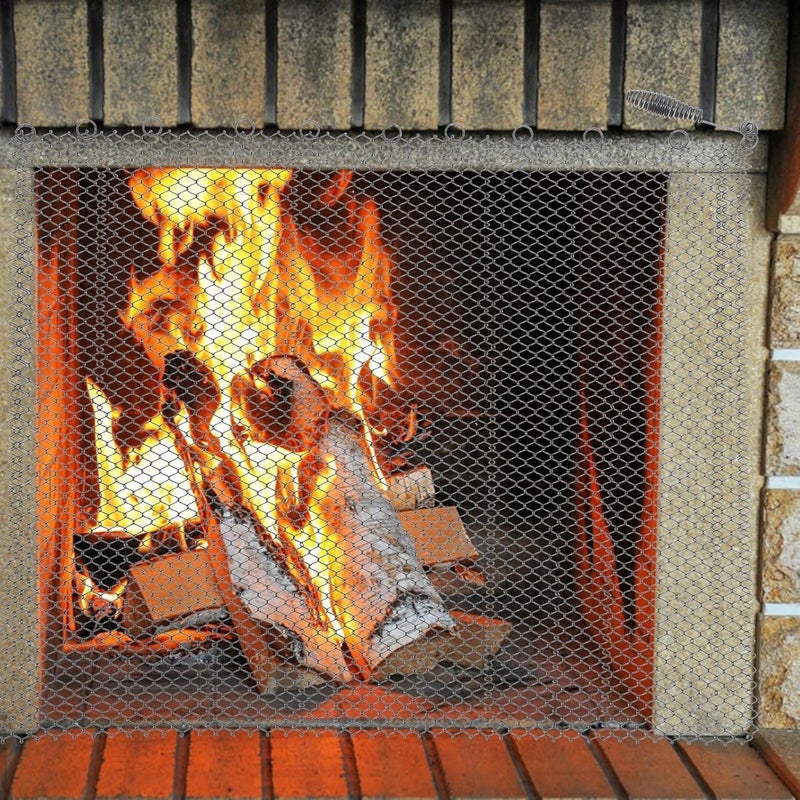 2pcs 2pcs Fireplace Metal Mesh Screens Black Rust-Resistant Iron Curtain Panels Heat-Resistant Hearth Accessory Easy Fold and Adjustable Size for Indoor Fireplaces - Image 4