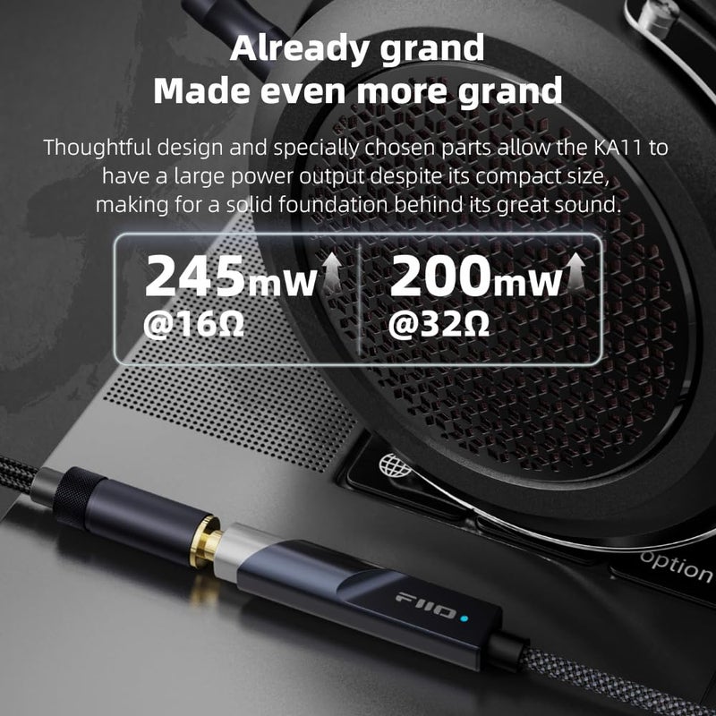 FiiO KA11 USB C to 3.5mm Audio Adapter 32bit/384KHz, USB Type C Dongle HiFi DAC Amplifier for Android/iOS/Windows/Mac (Silver, TC) - Image 3