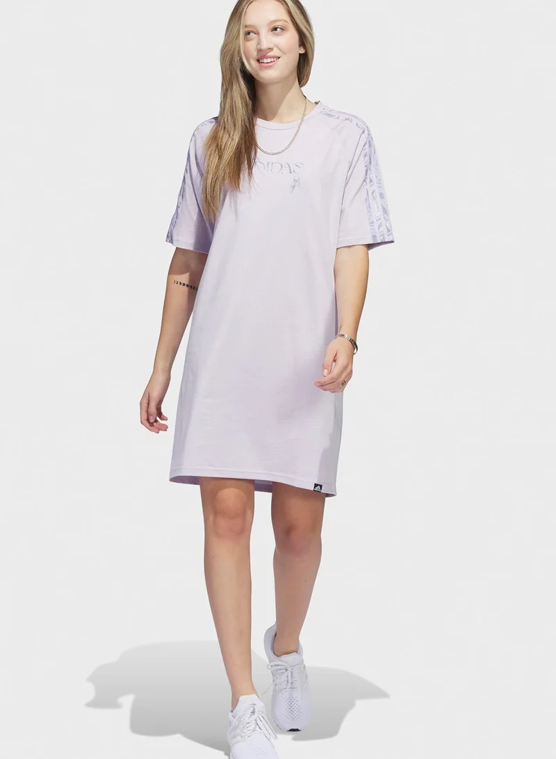 Adidas 3 Stripe Luxe T-Shirt Dress