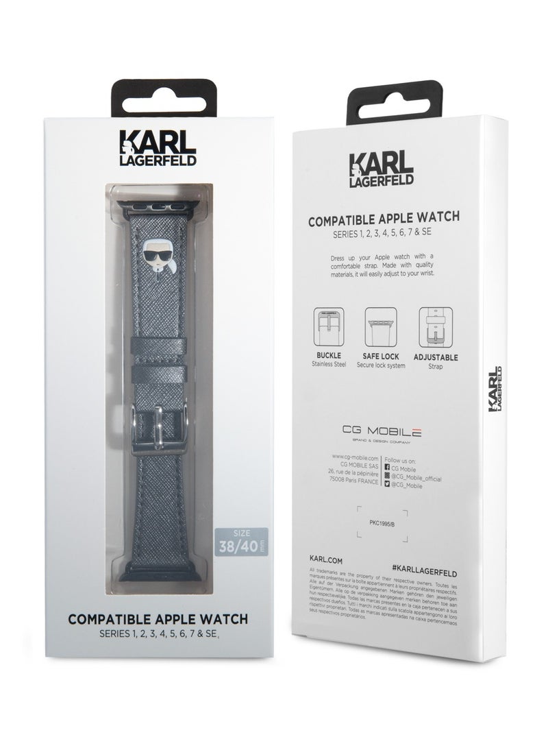 كارل لاغرفيلد حزام بو سافيانو كارل رئيس الشعار لساعة أبل 38/40 ملم - فضي - Image 2