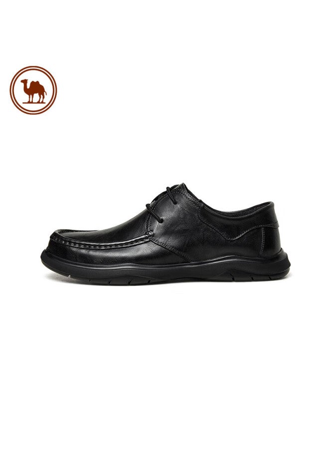 CAMELJEANS Luotuo Brand Men's Textured Cowhide Soft-soled Comfortable Lace-up Business Casual Versatile Leather Shoes P14s155014 Black Size 41 - Image 3