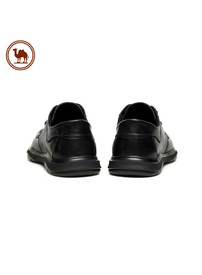 CAMELJEANS Luotuo Brand Men's Textured Cowhide Soft-soled Comfortable Lace-up Business Casual Versatile Leather Shoes P14s155014 Black Size 41 - Image 5