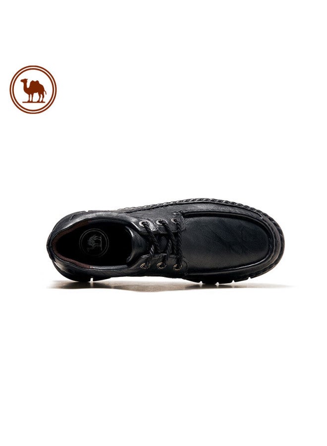 CAMELJEANS Luotuo Brand Men's Textured Cowhide Soft-soled Comfortable Lace-up Business Casual Versatile Leather Shoes P14s155014 Black Size 41 - Image 4
