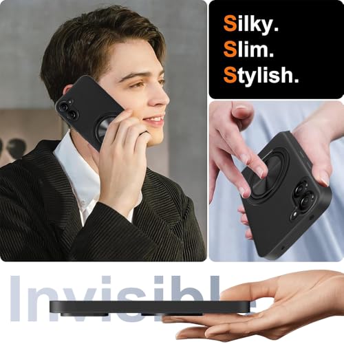 Nijiadi Compatible for ASUS Zenfone 10 / Zenfone 9 Phone Case, 360° Rotatable Ring Holder Kickstand/Stand Silicone TPU Silm Fit Shockproof Protective Cover Case for ASUS Zenfone 10/9 AI2202 AI2302 - Black - Image 5