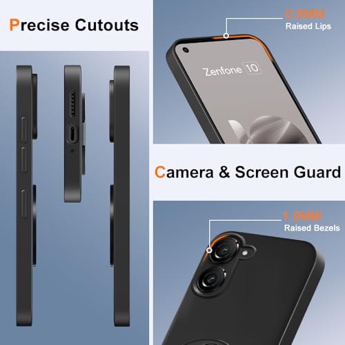 Nijiadi Compatible for ASUS Zenfone 10 / Zenfone 9 Phone Case, 360° Rotatable Ring Holder Kickstand/Stand Silicone TPU Silm Fit Shockproof Protective Cover Case for ASUS Zenfone 10/9 AI2202 AI2302 - Black - Image 2