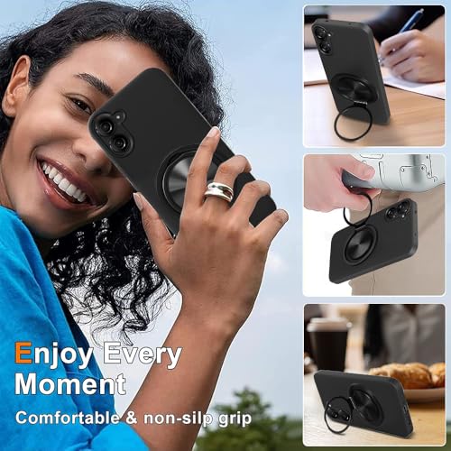 Nijiadi Compatible for ASUS Zenfone 10 / Zenfone 9 Phone Case, 360° Rotatable Ring Holder Kickstand/Stand Silicone TPU Silm Fit Shockproof Protective Cover Case for ASUS Zenfone 10/9 AI2202 AI2302 - Black - Image 4