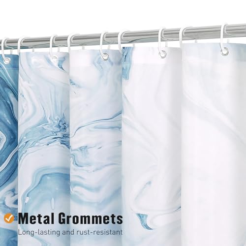 MitoVilla Blue Marble Shower Curtain, Modern Ombre Fabric Cloth Shower Curtains for Luxury Bathroom Decor, Abstract Chic Summer Watercolor Shower Curtain, 72x72 - Image 3