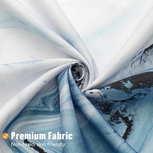 MitoVilla Blue Marble Shower Curtain, Modern Ombre Fabric Cloth Shower Curtains for Luxury Bathroom Decor, Abstract Chic Summer Watercolor Shower Curtain, 72x72 - Image 5