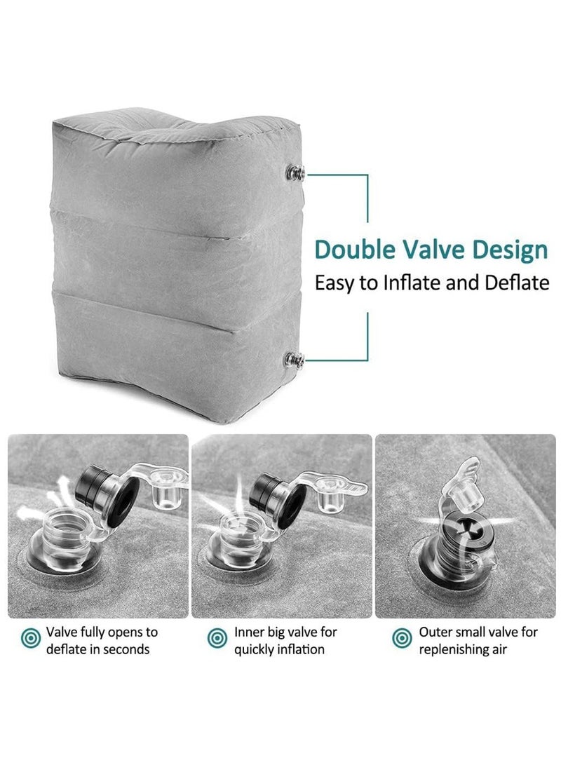 Inflatable Travel Foot Rest Pillow, Portable 3 Layers Airplane Bed for Kids Sleeping, Multi-Function Adjustable Heights Flights Leg Pillow for Trains Bus Car - Image 3
