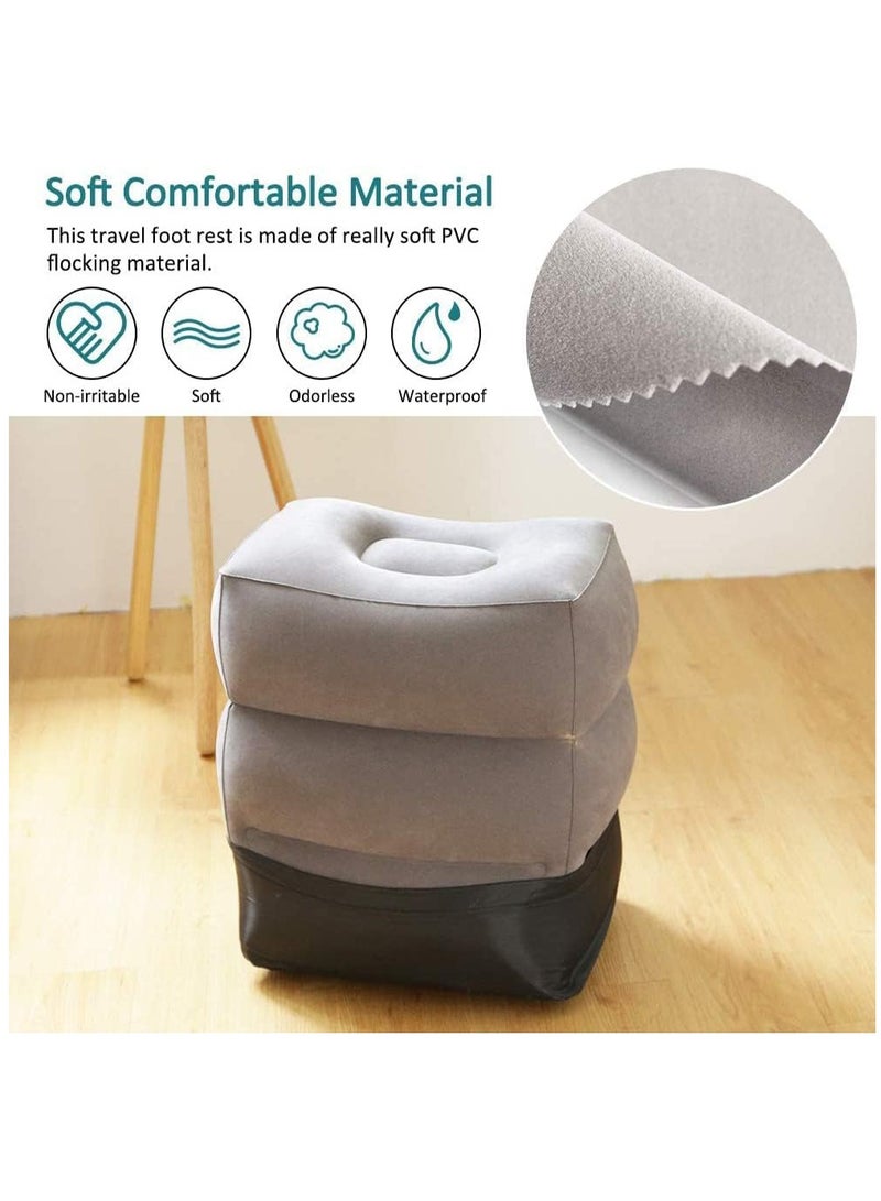 Inflatable Travel Foot Rest Pillow, Portable 3 Layers Airplane Bed for Kids Sleeping, Multi-Function Adjustable Heights Flights Leg Pillow for Trains Bus Car - Image 2