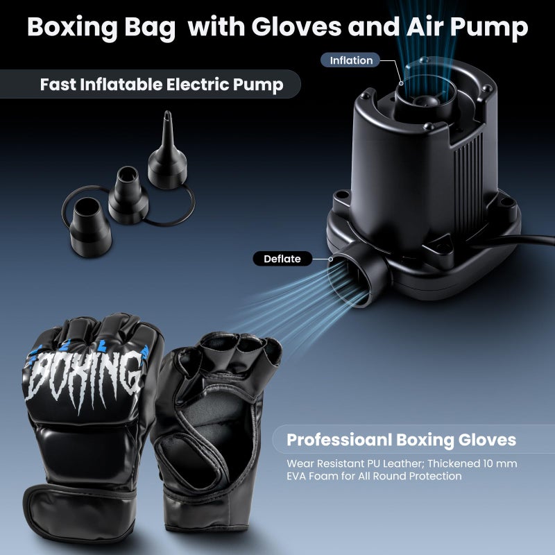 SAIMAND Freestanding Punching Bag for Adults Teens, 70'' Heavy Boxing Bag with Gloves and Pump, Women Men Stand Kickboxing Bags, Upgraded Big Base Boxing Equipment Set for Training MMA Fitness Home Gym - Image 3