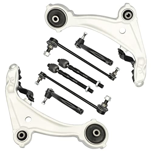 BRTEC طقم تعليق أمامي 8 قطع لسيارة نيسان ألتيما (كوبيه 2013 فقط) 2007 2008 2009 2010 2011 2012 2013 ذراع تحكم سفلي وصلات كروية + قضبان توجيه + قضبان توازن - Image 1