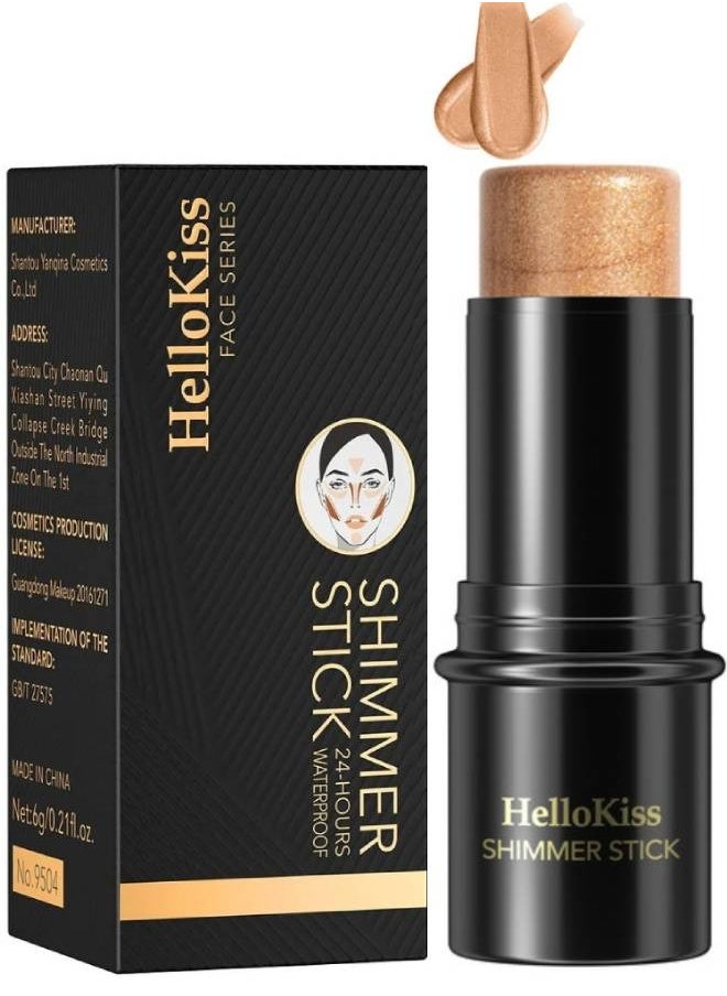 HelloKiss Shimmer Stick Makeup Highlighter Contour Bronzer Sticks Highlighter Makeup Stick for Face and Body Radiant and Shimmer Glow Water proof Long Lasting Smooth Face Contour Wand Shimmer Glow Pen 05  - Image 1