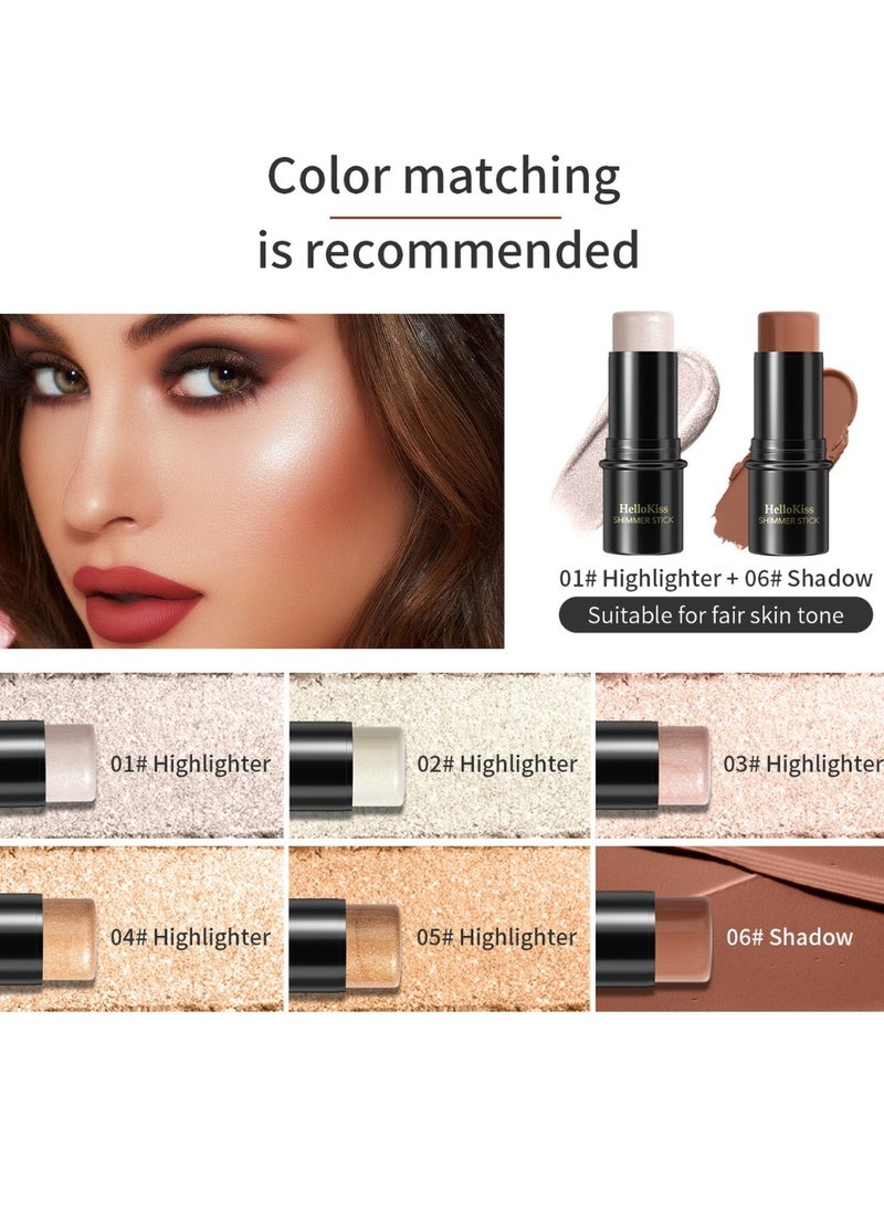 HelloKiss Shimmer Stick Makeup Highlighter Contour Bronzer Sticks Highlighter Makeup Stick for Face and Body Radiant and Shimmer Glow Water proof Long Lasting Smooth Face Contour Wand Shimmer Glow Pen 05  - Image 4